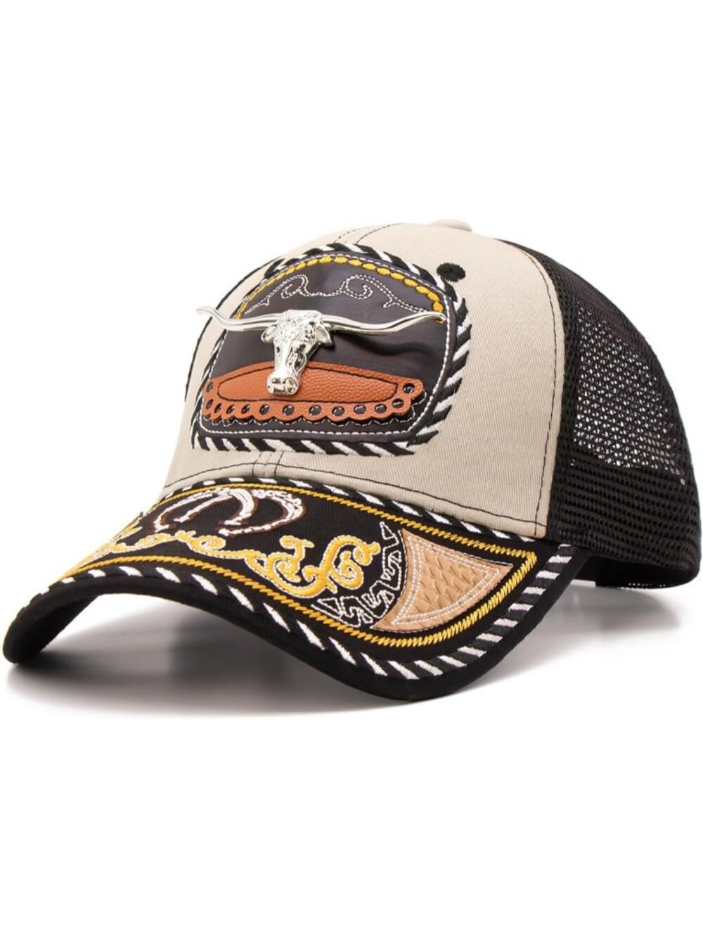 Men's M Beige Polyester Western Vintage Cowboy Cute Baseball Cap